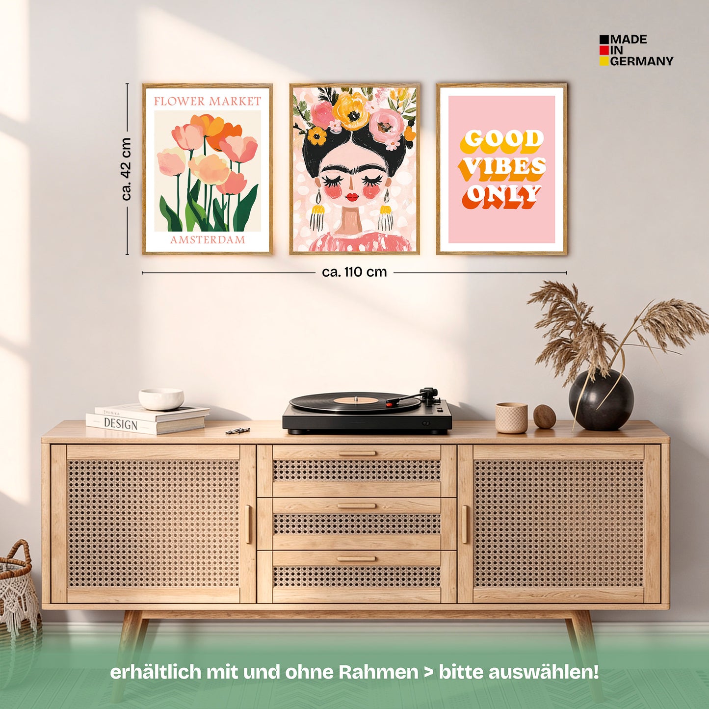 Poster Set Dopamine Trio 1 Bilderwand Wandbilder Frida-Kahlo ARTFAVES