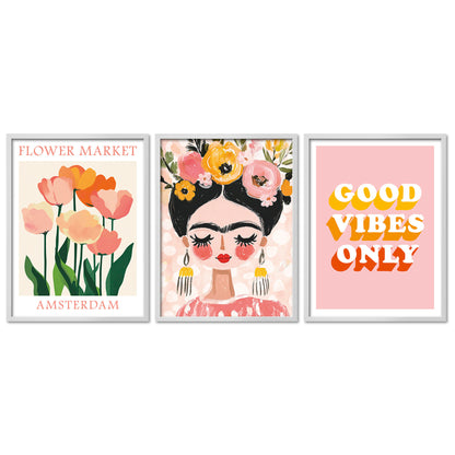 Poster Set Dopamine Trio 1 Bilderwand Wandbilder Frida-Kahlo ARTFAVES