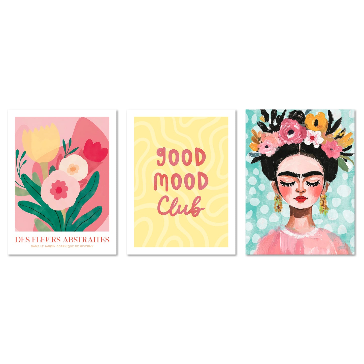 Poster Set Dopamine Trio 1 I mehrteilige Bilderwand I Wandbilder Frida-Kahlo