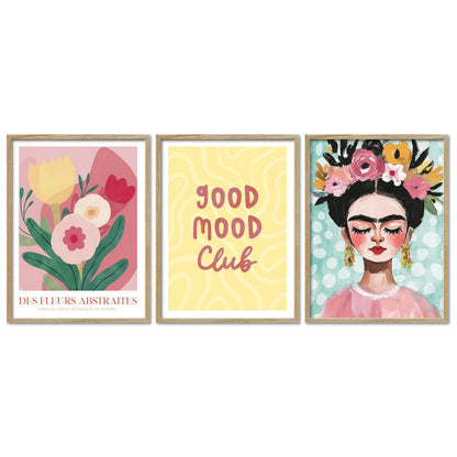Poster Set Dopamine Trio 1 I mehrteilige Bilderwand I Wandbilder Frida-Kahlo