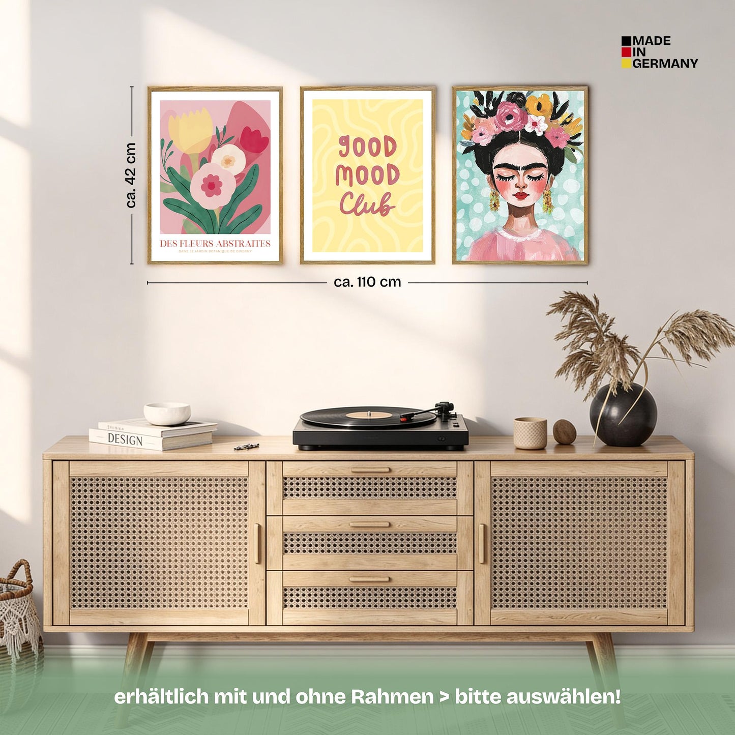 Poster Set Dopamine Trio 1 Bilderwand Wandbilder Frida-Kahlo ARTFAVES