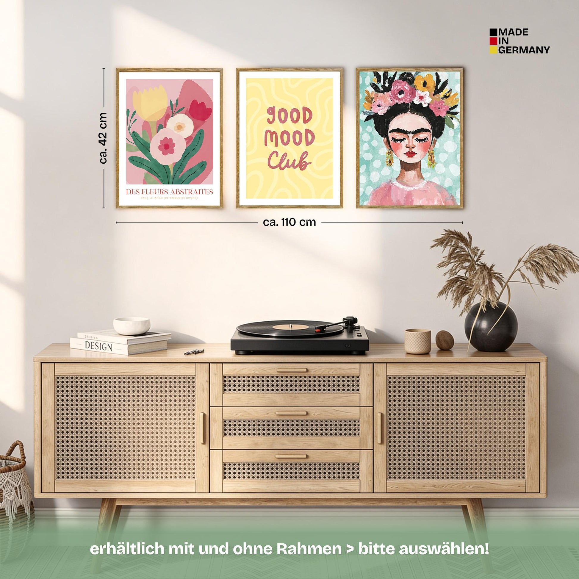 Poster Set Dopamine Trio 1 Bilderwand Wandbilder Frida-Kahlo ARTFAVES