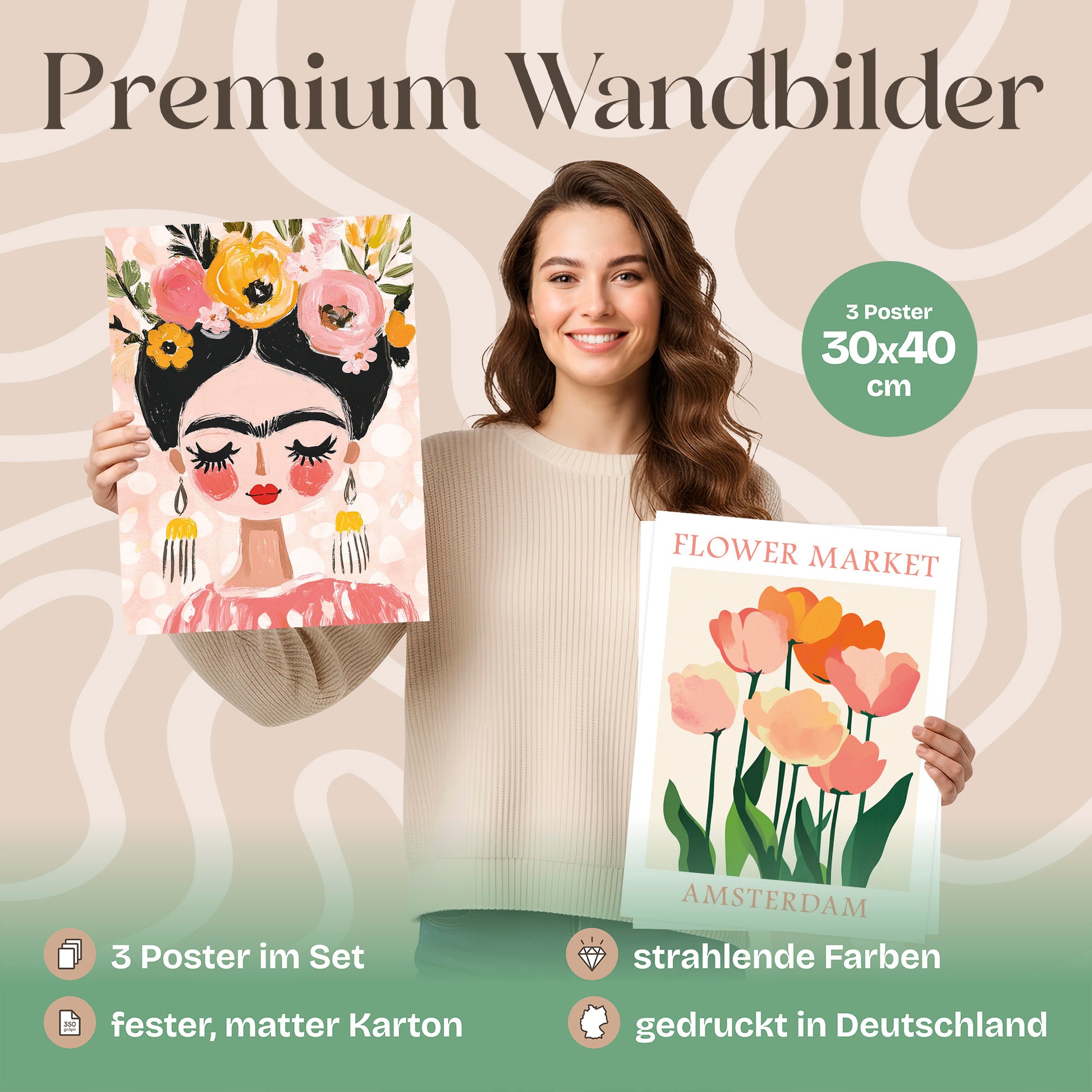 Poster Set Dopamine Trio 1 Bilderwand Wandbilder Frida-Kahlo ARTFAVES