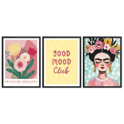 Poster Set Dopamine Trio 1 I mehrteilige Bilderwand I Wandbilder Frida-Kahlo