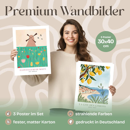 Poster Set Dopamine Trio 2 Bilderwand Wandbilder Abstrakte-Kunst ARTFAVES