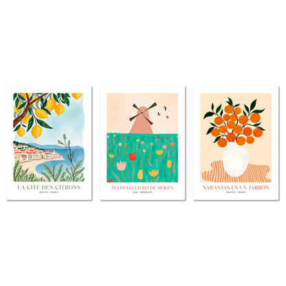 Poster Set Dopamine Trio 2 I mehrteilige Bilderwand I Wandbilder Abstrakte-Kunst