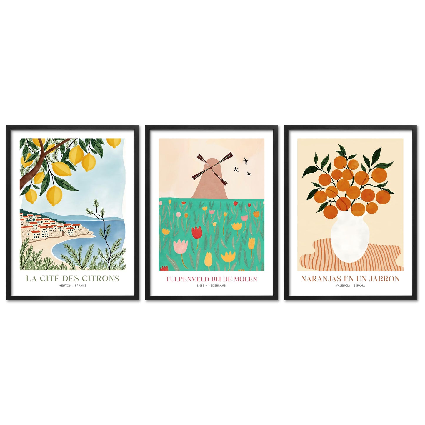 Poster Set Dopamine Trio 2 I mehrteilige Bilderwand I Wandbilder Abstrakte-Kunst
