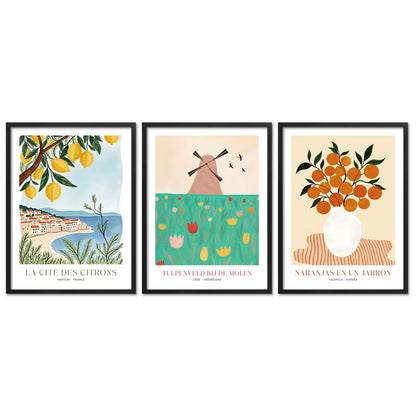 Poster Set Dopamine Trio 2 I mehrteilige Bilderwand I Wandbilder Abstrakte-Kunst