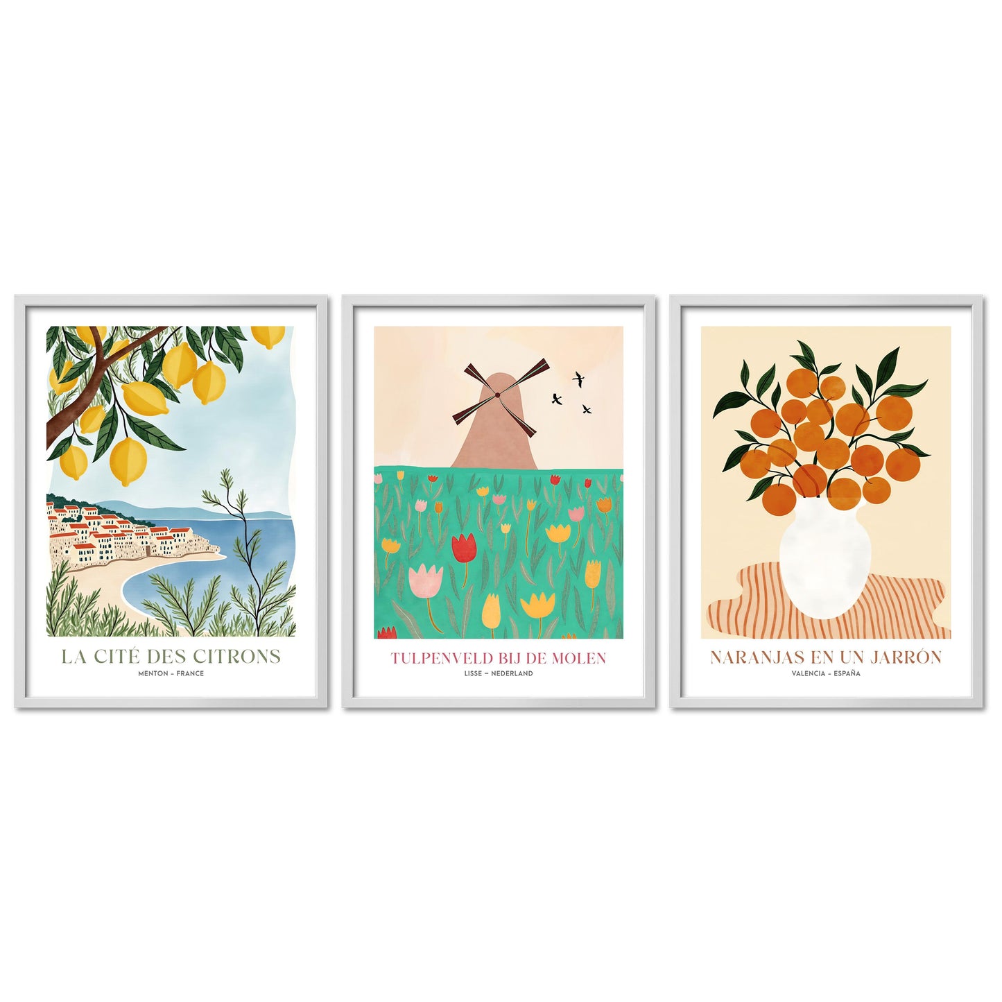 Poster Set Dopamine Trio 2 Bilderwand Wandbilder Abstrakte-Kunst ARTFAVES