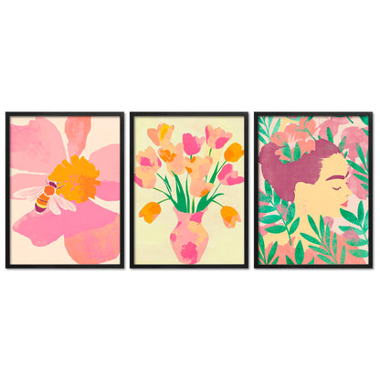 Poster Set Dopamine Trio 3 I mehrteilige Bilderwand I Wandbilder Abstrakte-Kunst