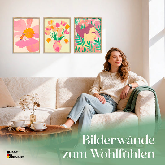 Poster Set Dopamine Trio 3 Bilderwand Wandbilder Abstrakte-Kunst ARTFAVES