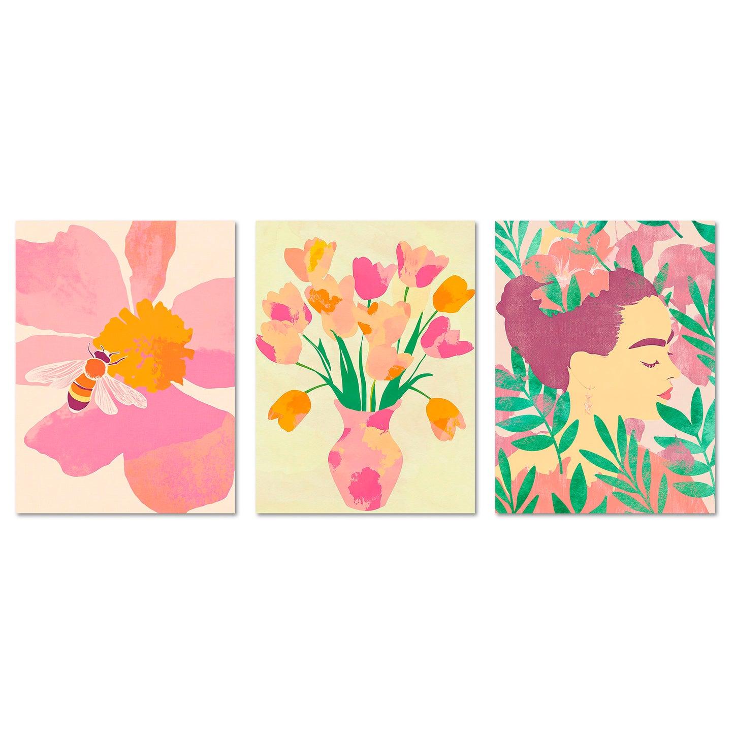 Poster Set Dopamine Trio 3 I mehrteilige Bilderwand I Wandbilder Abstrakte-Kunst