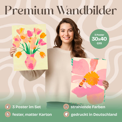 Poster Set Dopamine Trio 3 Bilderwand Wandbilder Abstrakte-Kunst ARTFAVES