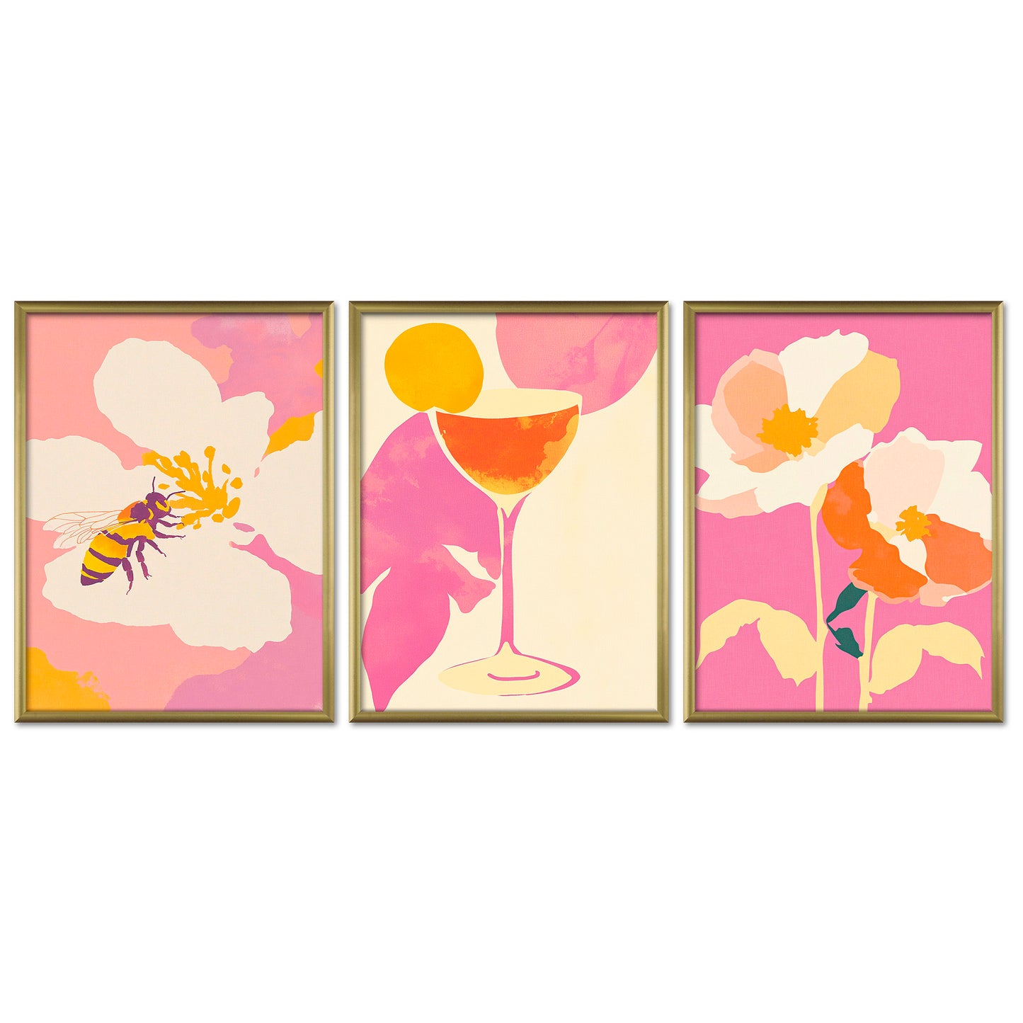 Poster Set Dopamine Trio 4 I mehrteilige Bilderwand I Wandbilder Abstrakte-Kunst