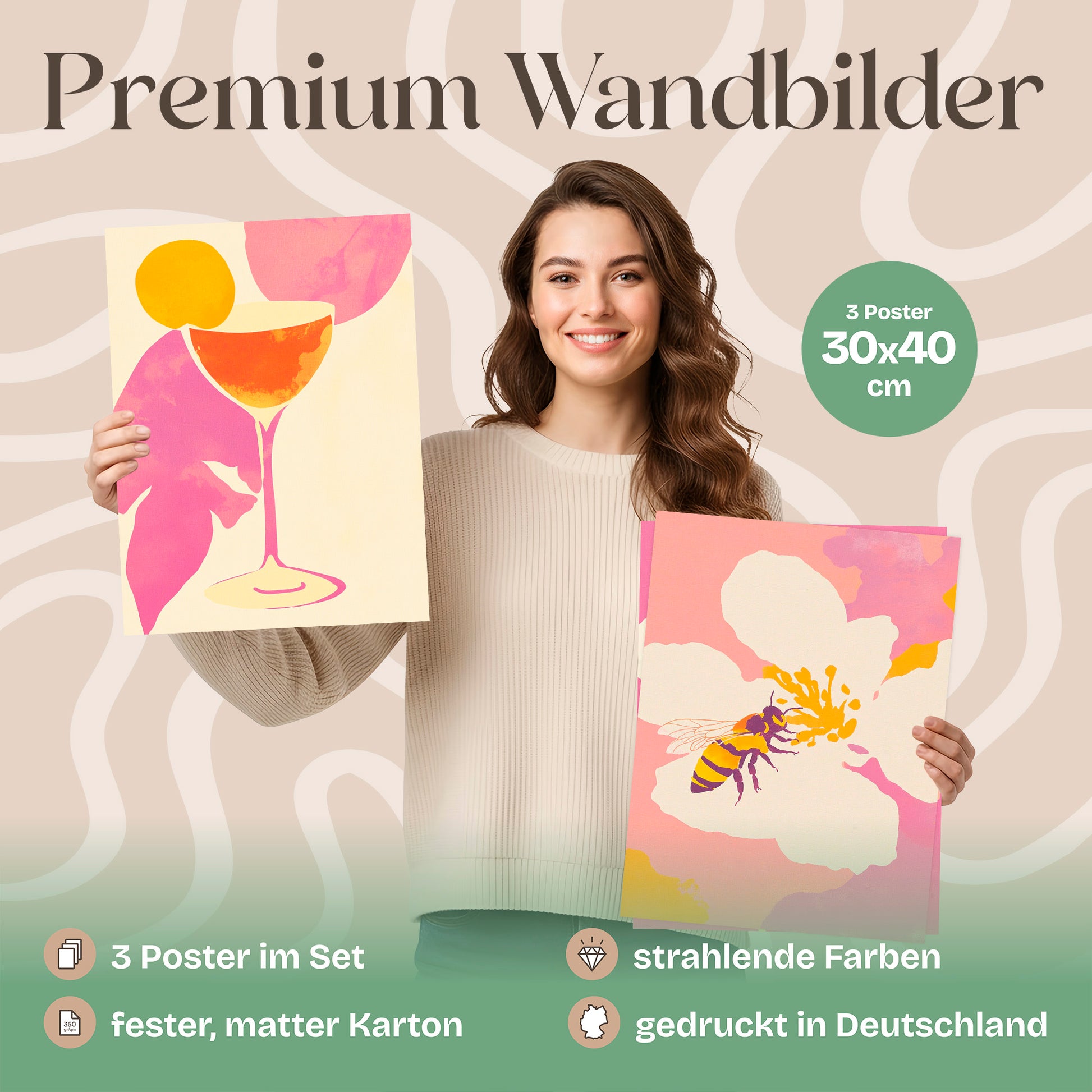 Poster Set Dopamine Trio 4 Bilderwand Wandbilder Abstrakte-Kunst ARTFAVES