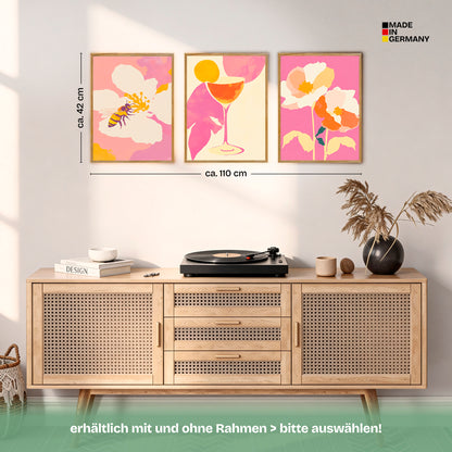 Poster Set Dopamine Trio 4 Bilderwand Wandbilder Abstrakte-Kunst ARTFAVES