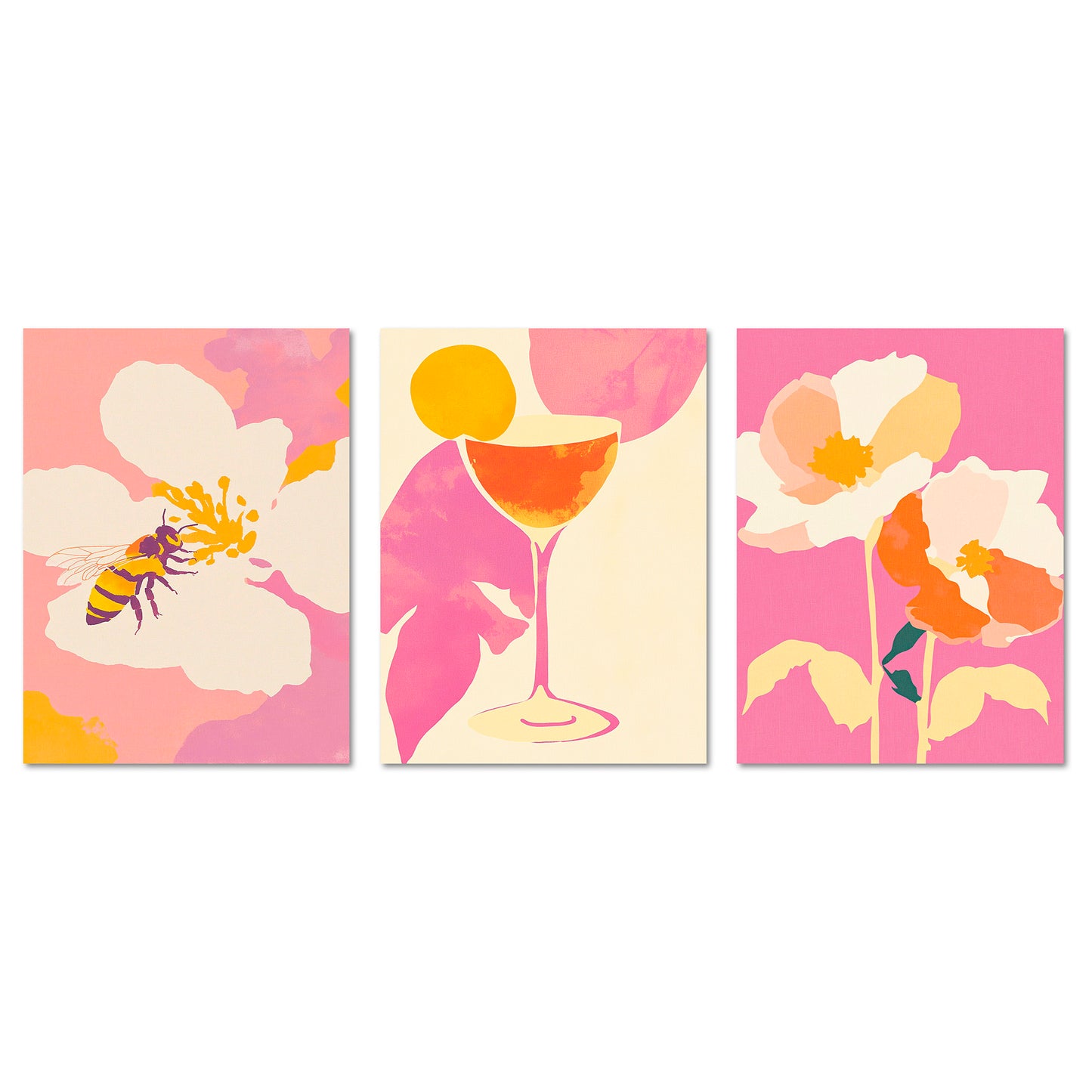 Poster Set Dopamine Trio 4 I mehrteilige Bilderwand I Wandbilder Abstrakte-Kunst