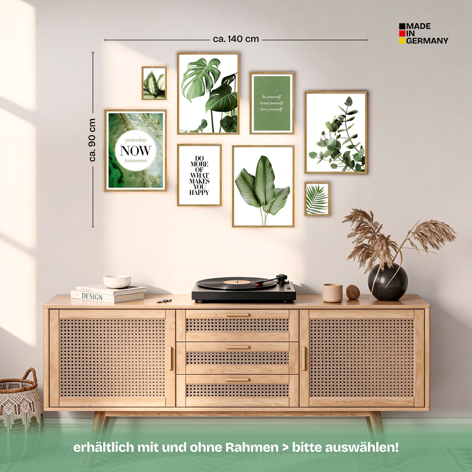 Poster Set Elegante Botanik Bilderwand Wandbilder Grün ARTFAVES
