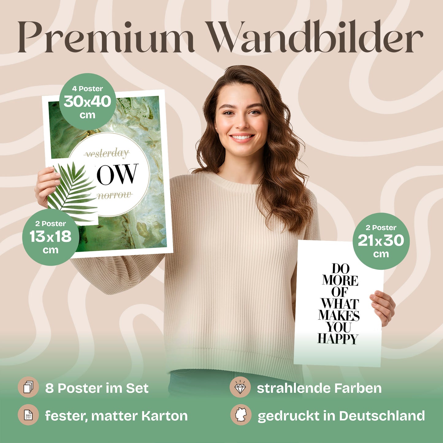 Poster Set Elegante Botanik Bilderwand Wandbilder Grün ARTFAVES