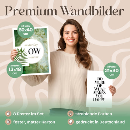 Poster Set Elegante Botanik Bilderwand Wandbilder Grün ARTFAVES