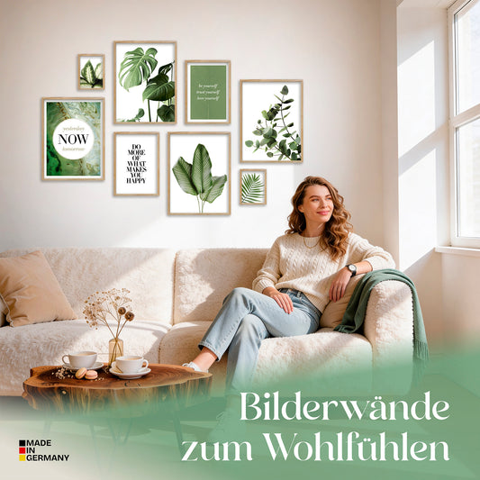 Poster Set Elegante Botanik Bilderwand Wandbilder Grün ARTFAVES