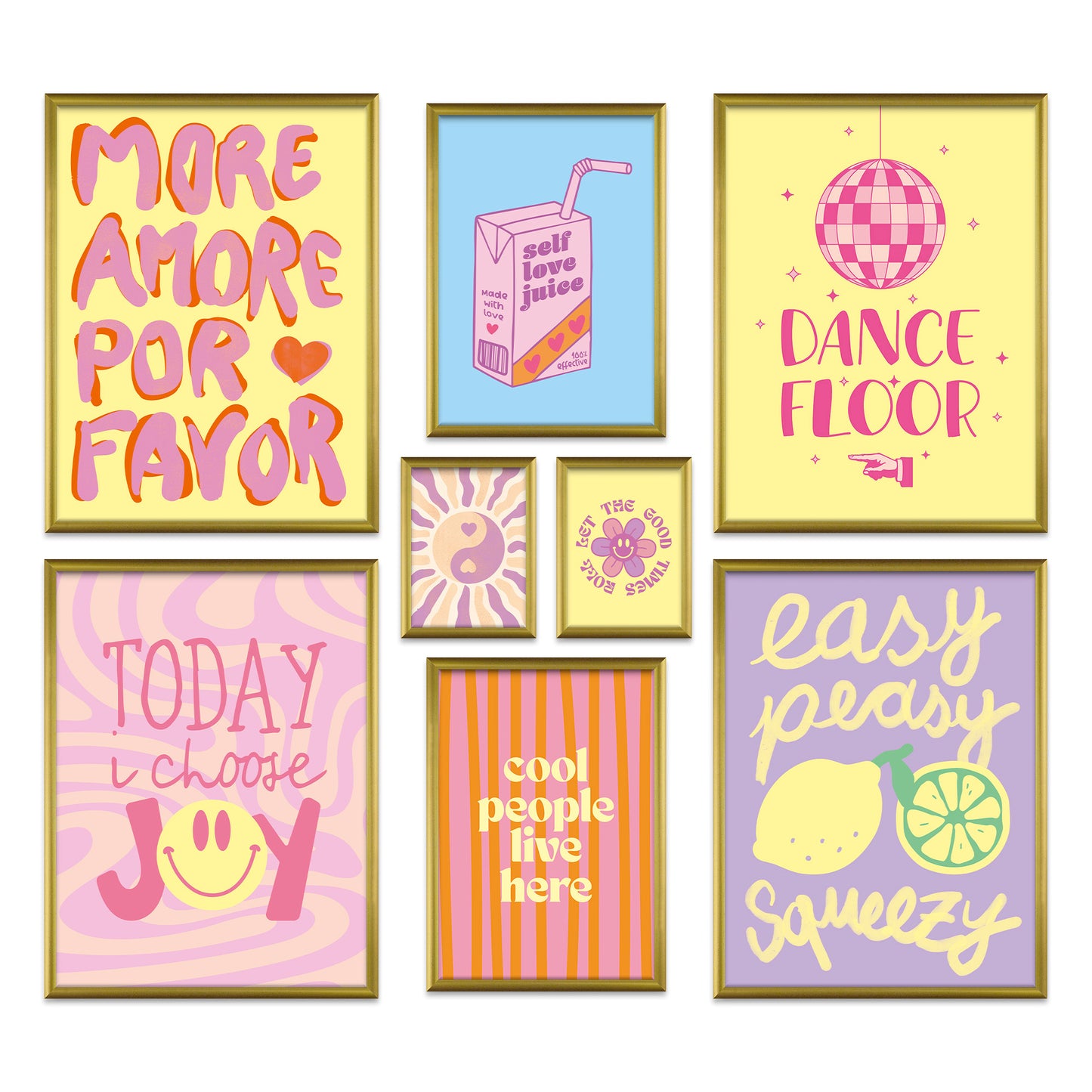 Poster Set Fancy Dopamine Art I mehrteilige Bilderwand I Wandbilder Abstrakte-Kunst