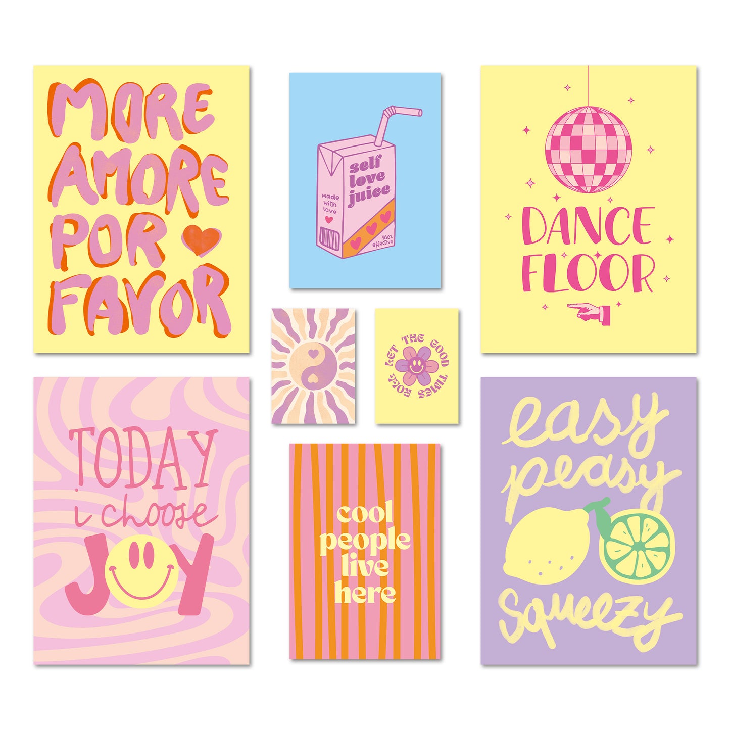 Poster Set Fancy Dopamine Art I mehrteilige Bilderwand I Wandbilder Abstrakte-Kunst