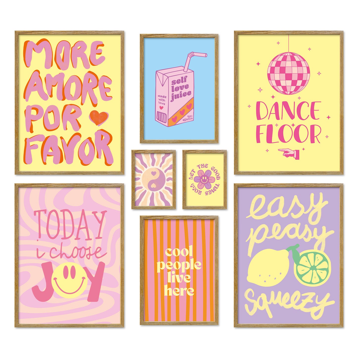 Poster Set Fancy Dopamine Art I mehrteilige Bilderwand I Wandbilder Abstrakte-Kunst