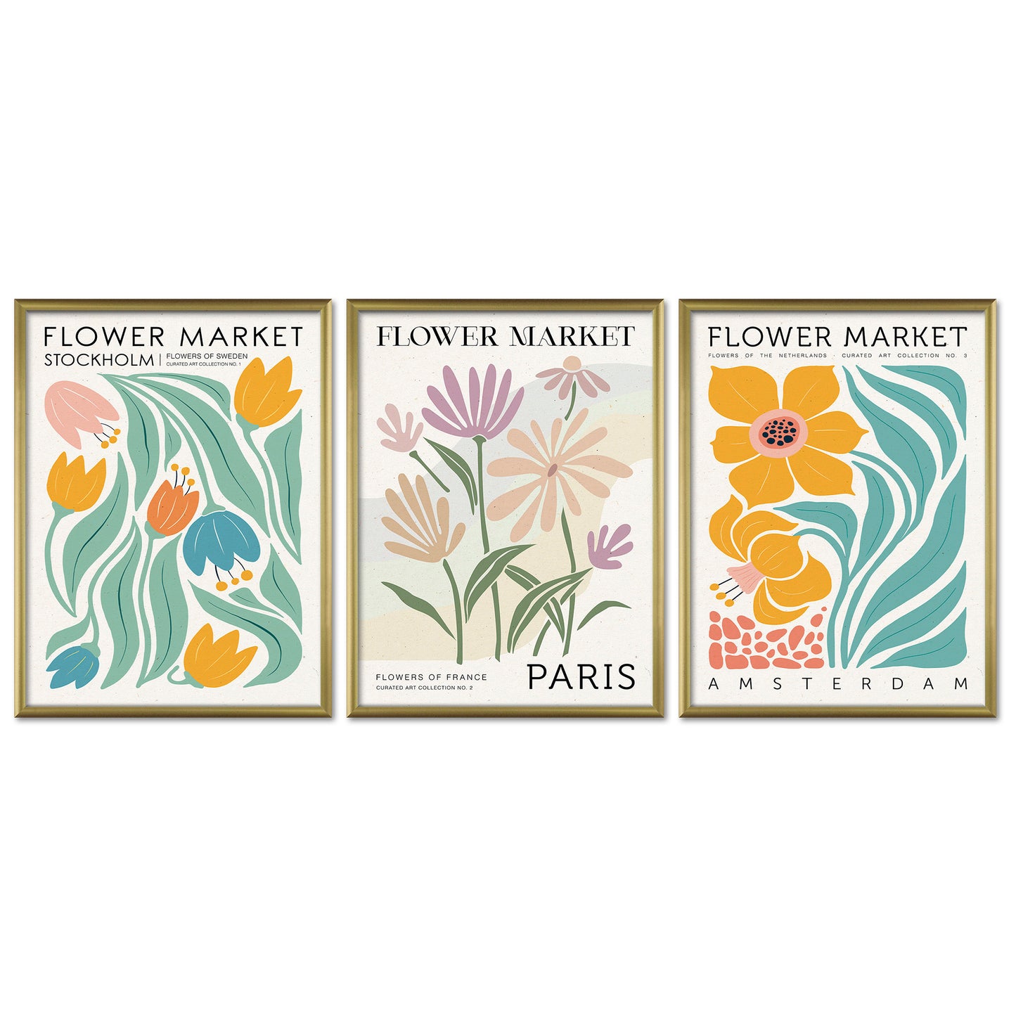 Poster Set Flower Market Trio 1 I mehrteilige Bilderwand I Wandbilder Blumen