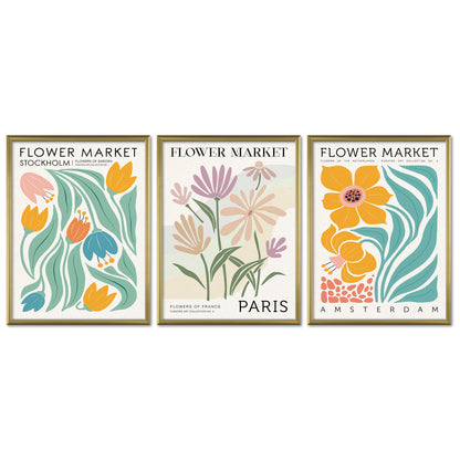 Poster Set Flower Market Trio 1 I mehrteilige Bilderwand I Wandbilder Blumen
