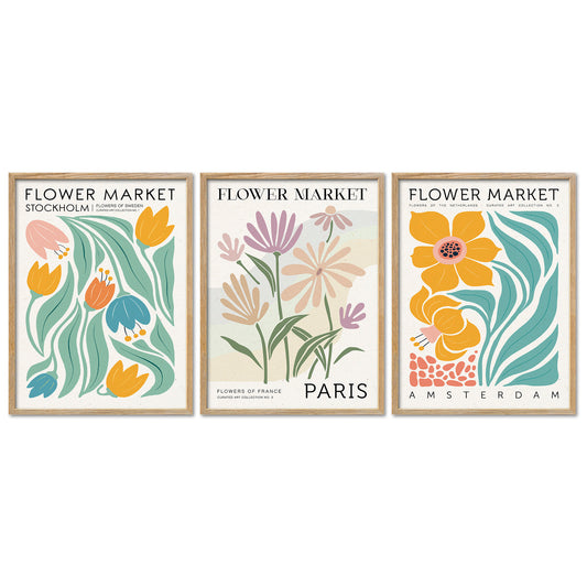 Poster Set Flower Market Trio 1 Bilderwand Wandbilder Blumen ARTFAVES