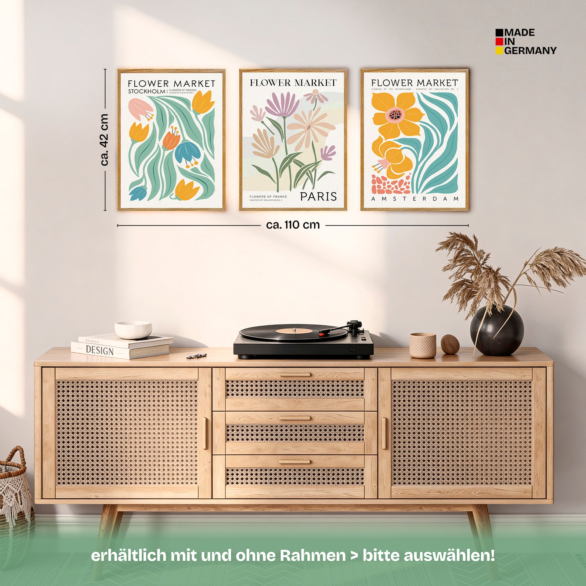 Poster Set Flower Market Trio 1 Bilderwand Wandbilder Blumen ARTFAVES