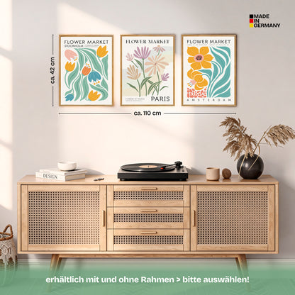 Poster Set Flower Market Trio 1 Bilderwand Wandbilder Blumen ARTFAVES
