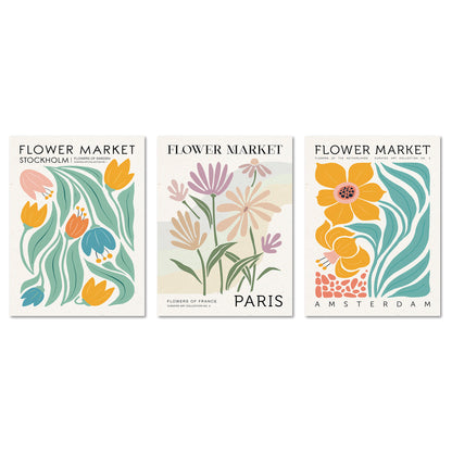 Poster Set Flower Market Trio 1 I mehrteilige Bilderwand I Wandbilder Blumen