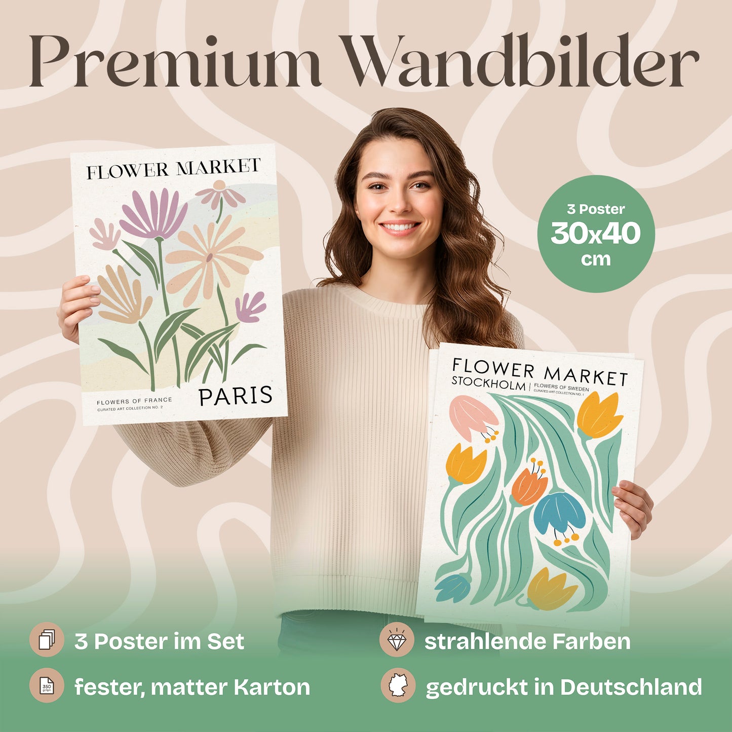 Poster Set Flower Market Trio 1 Bilderwand Wandbilder Blumen ARTFAVES