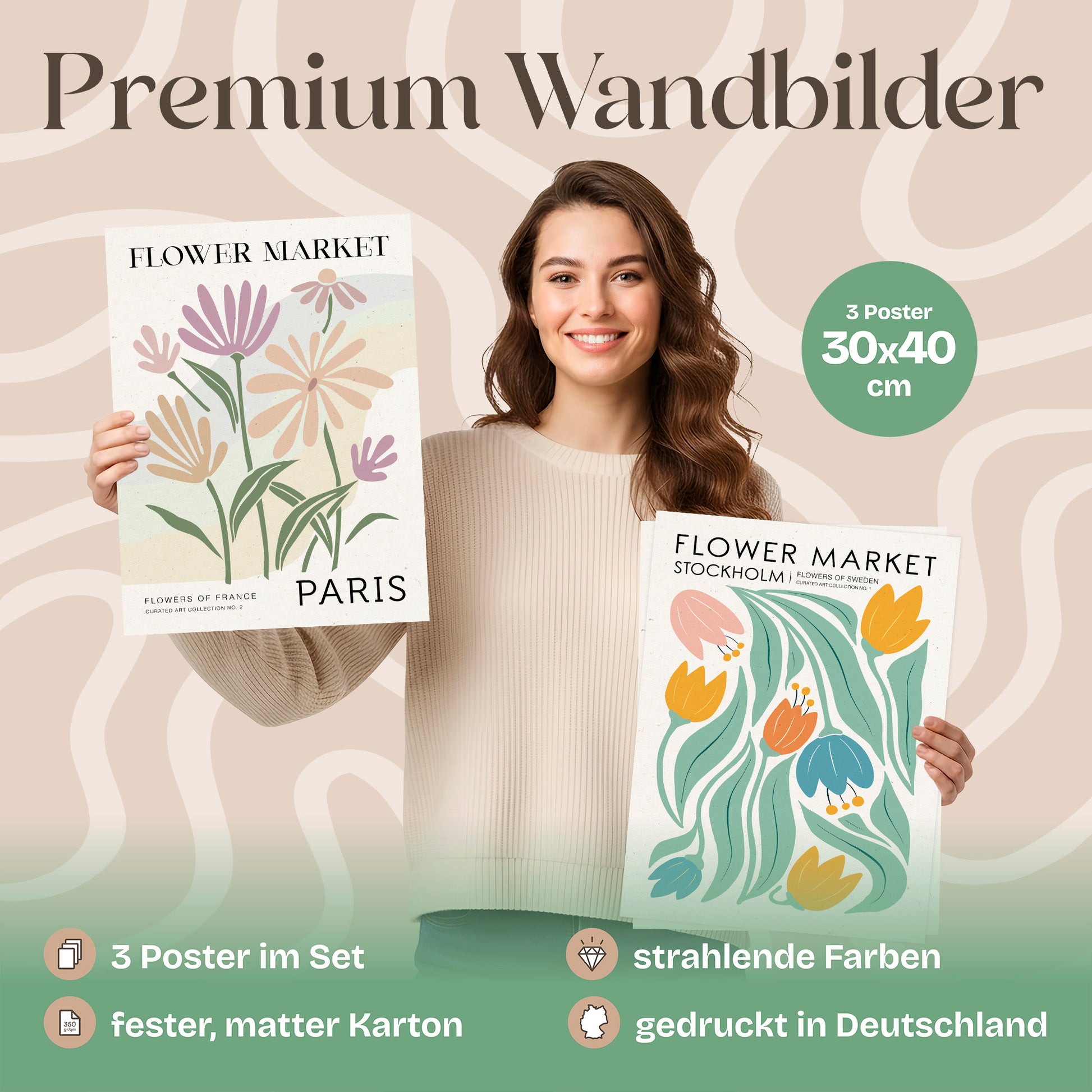 Poster Set Flower Market Trio 1 Bilderwand Wandbilder Blumen ARTFAVES