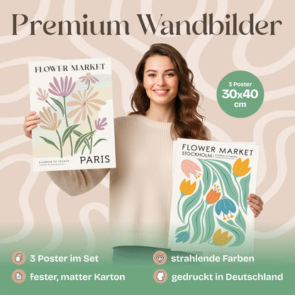 Poster Set Flower Market Trio 1 Bilderwand Wandbilder Blumen ARTFAVES