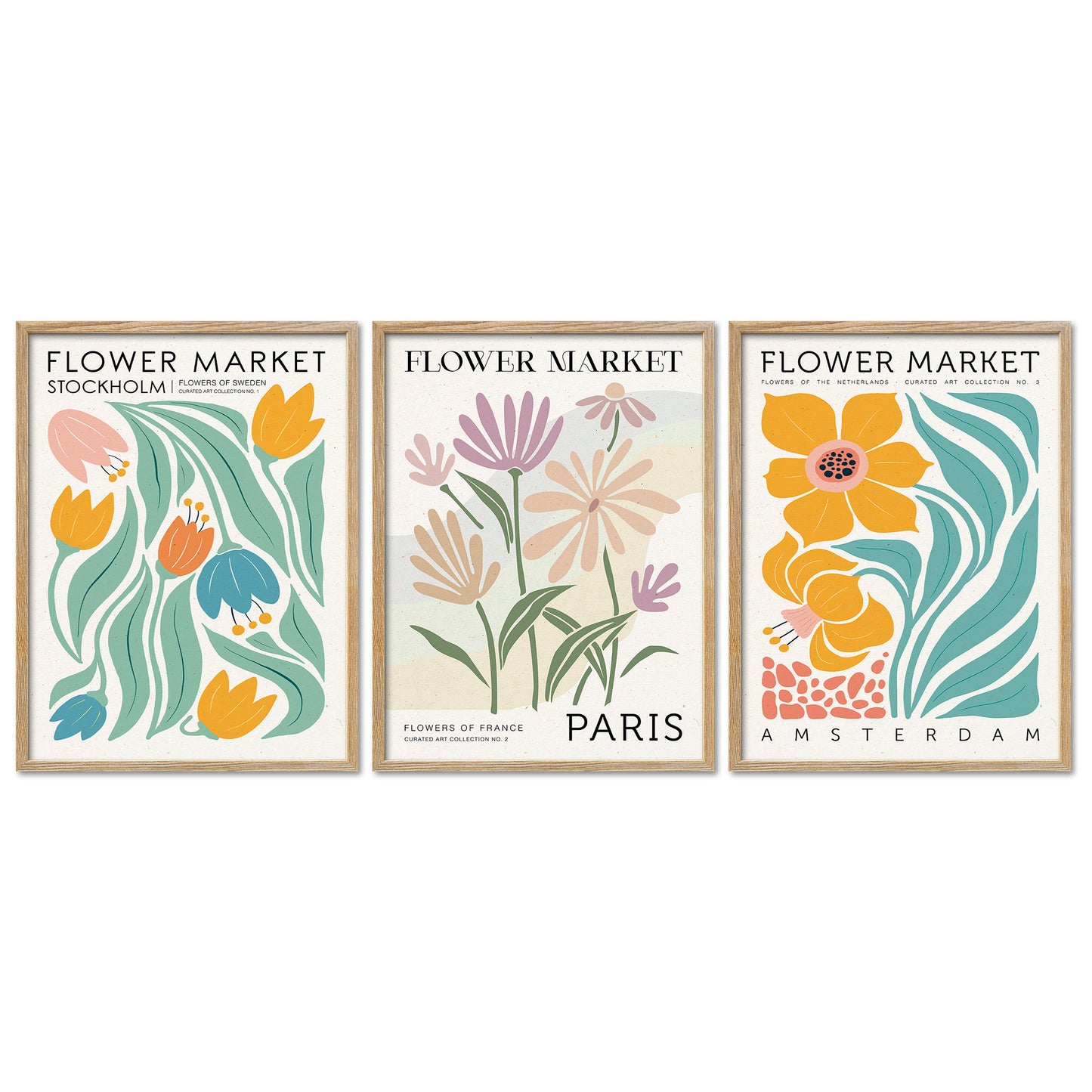 Poster Set Flower Market Trio 1 Bilderwand Wandbilder Blumen ARTFAVES