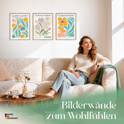 Poster Set Flower Market Trio 1 Bilderwand Wandbilder Blumen ARTFAVES