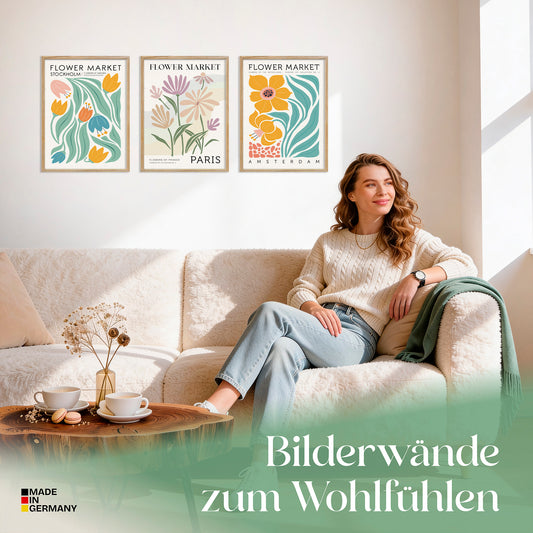 Poster Set Flower Market Trio 1 Bilderwand Wandbilder Blumen ARTFAVES