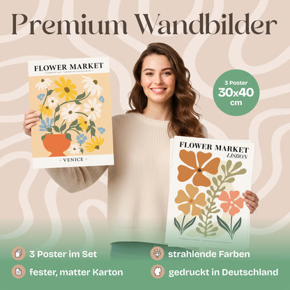 Poster Set Flower Market Trio 2 Bilderwand Wandbilder Blumen ARTFAVES