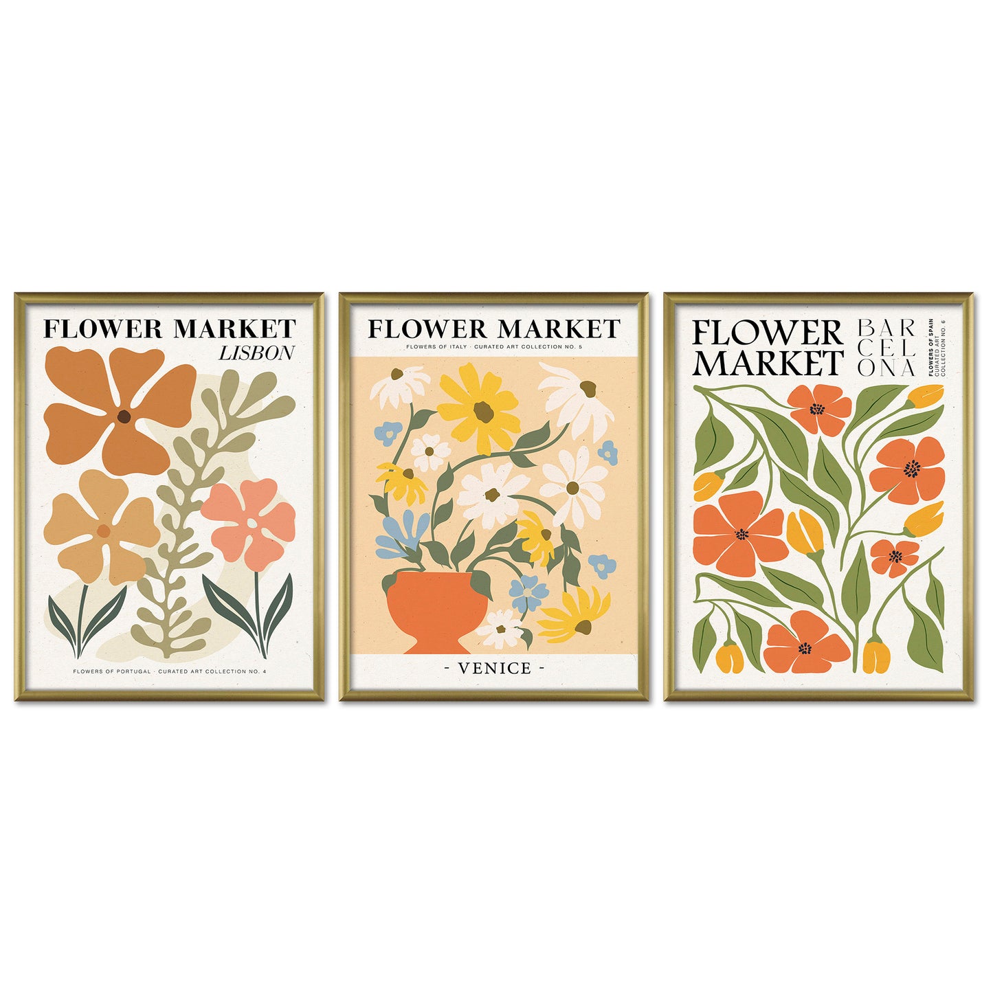 Poster Set Flower Market Trio 2 I mehrteilige Bilderwand I Wandbilder Blumen