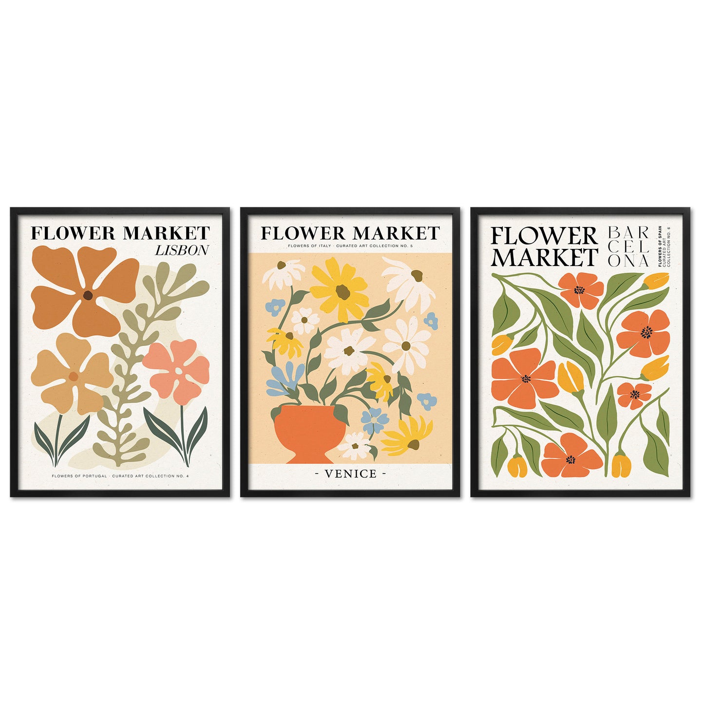 Poster Set Flower Market Trio 2 I mehrteilige Bilderwand I Wandbilder Blumen