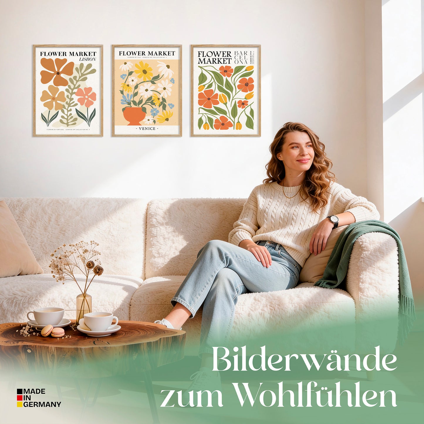 Poster Set Flower Market Trio 2 Bilderwand Wandbilder Blumen ARTFAVES