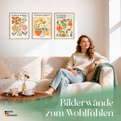 Poster Set Flower Market Trio 2 Bilderwand Wandbilder Blumen ARTFAVES