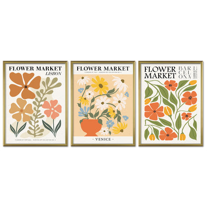 Poster Set Flower Market Trio 2 I mehrteilige Bilderwand I Wandbilder Blumen