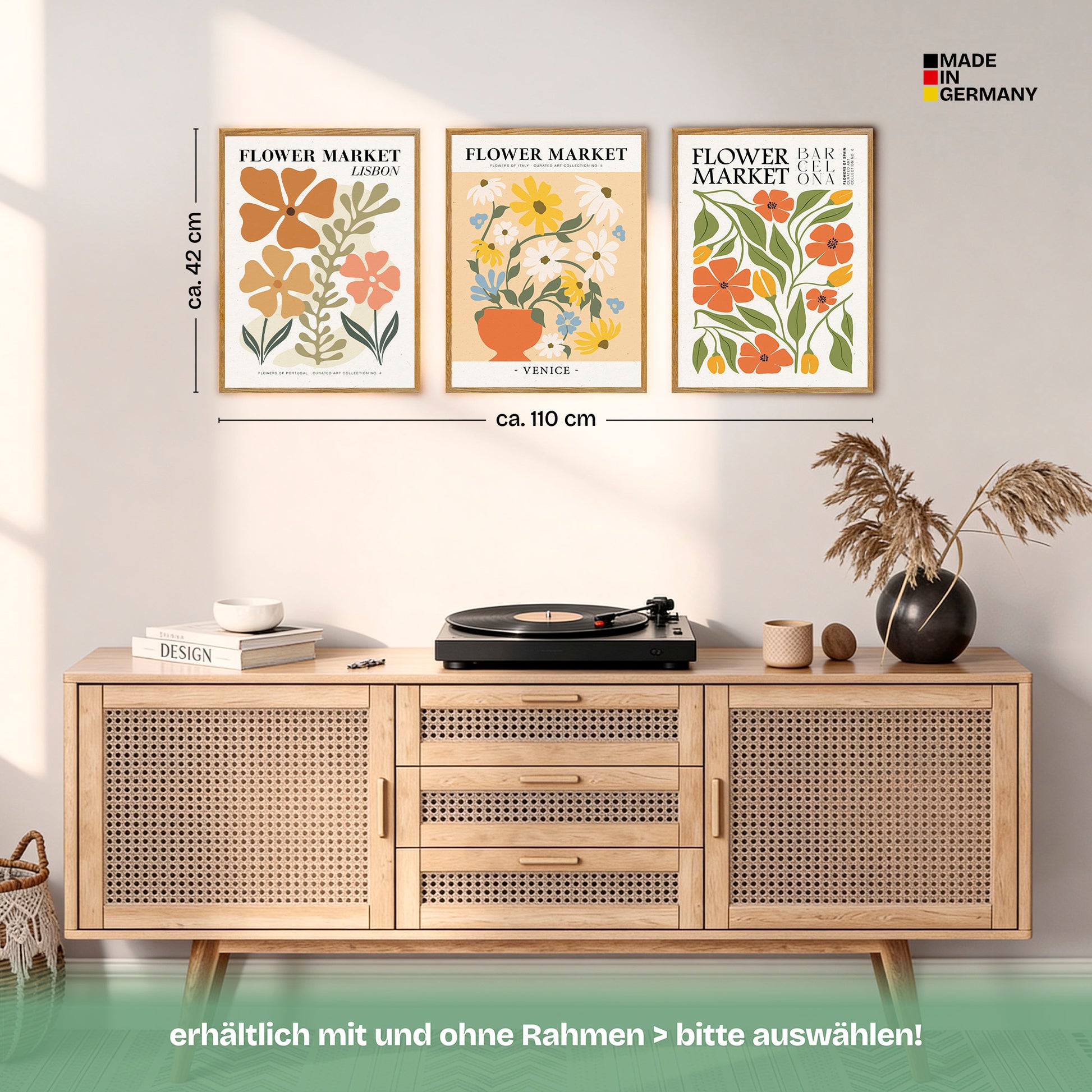 Poster Set Flower Market Trio 2 Bilderwand Wandbilder Blumen ARTFAVES