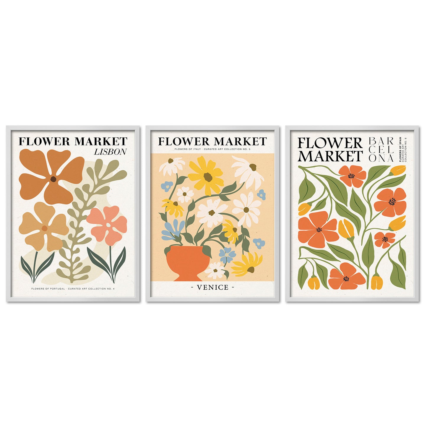 Poster Set Flower Market Trio 2 I mehrteilige Bilderwand I Wandbilder Blumen