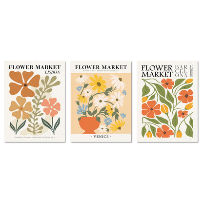 Poster Set Flower Market Trio 2 I mehrteilige Bilderwand I Wandbilder Blumen