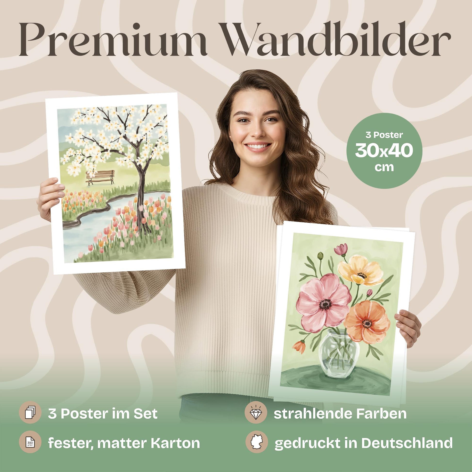Poster Set Flower Time Trio Bilderwand Wandbilder Blumen ARTFAVES